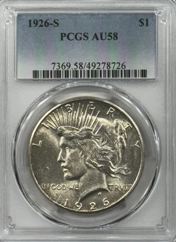 1926 S Peace Dollar PCGS AU-58