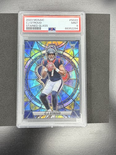 2023 Panini Mosaic CJ STROUD Rookie RC Stained Glass Prizm SSP #SG-22 PSA 9