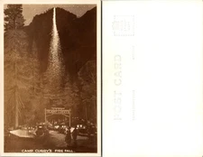 RPPC Camp Curry Fire Fall Yosemite National Park Real Postcard