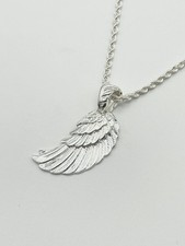 Solid 925 Sterling Silver Mens Angle Wing Pendant Necklace 20 Inch Rope Chain