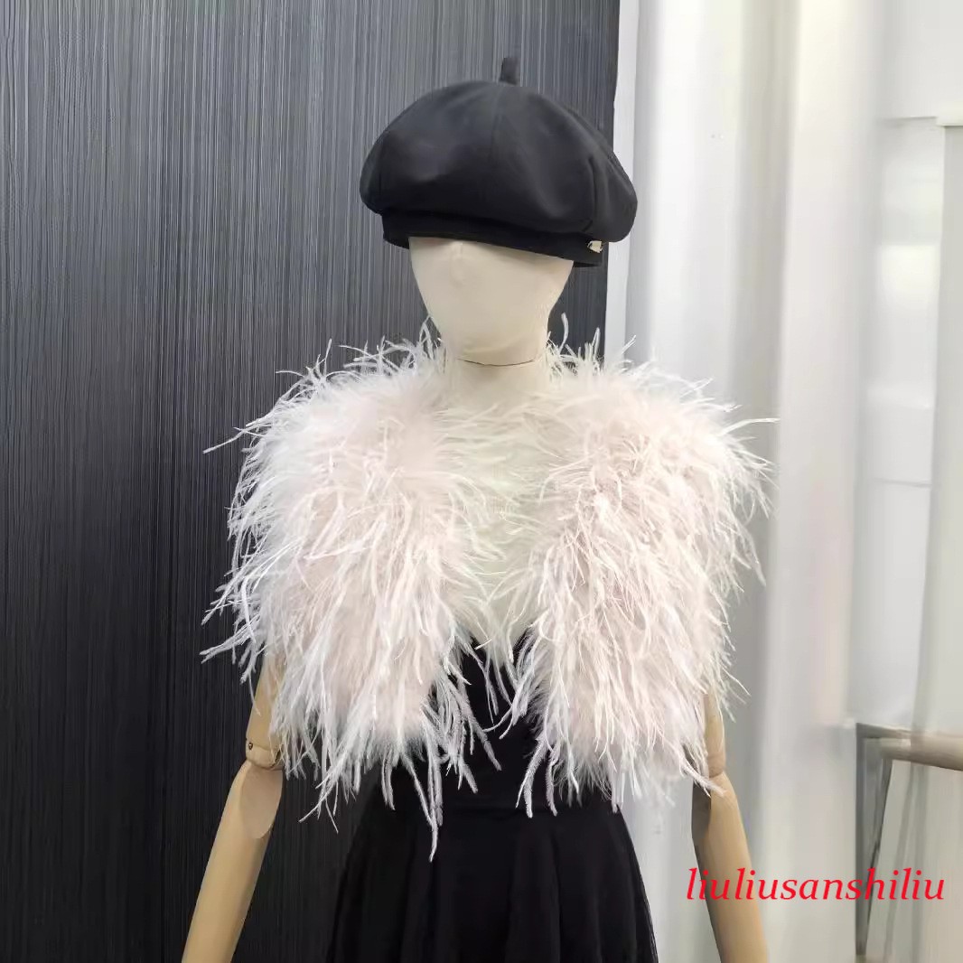 Women Real Ostrich Feather Fur Shawl Shrug Small Vest Bride Wedding Bolero Party