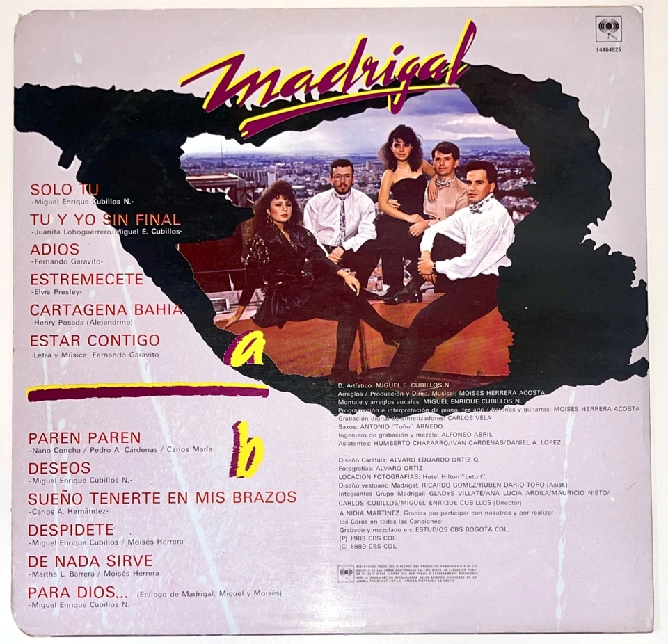 Madrigal - Solo Tu - CBS Colombia 1989 -RARE press - Insert - Image 2 of 4