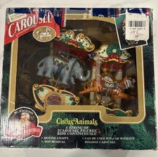 Mr Christmas Holiday Carousel Lighted Animated Circus Animal Elephant & Tiger***