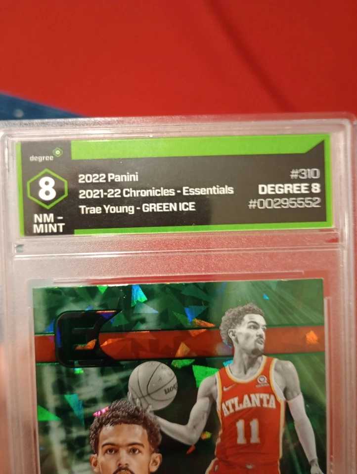 2022 Panini Chronicles -Essentials Trae Young Green Ice Graded Degree 8 - Image 3 of 4