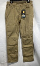Carhartt Damskie FR Wytrzymałe Flex Relaksowany krój Płócienne spodnie robocze Ciemne khaki Rozmiar 8