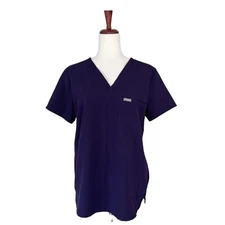 FIGS Women's Scrub Top Medium Purple Pockets Uniform Medical Short Sleeve (8)