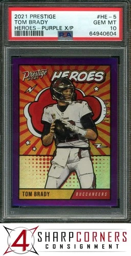 2021 PANINI PRESTIGE HEROES PURPLE XTRA POINTS #HE-5 TOM BRADY #/149 PSA 10