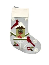 The Company Store Red Cardinal Bird Blue 18" Christmas Stocking