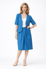 Christian Dior THE SUIT Blue Skirt Jacket Vintage Career Office Shell Buttons