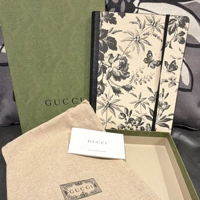 Gucci Floral Print Lined Notebook Journal w/ Elastic Strap in Box - Image 1 of 4