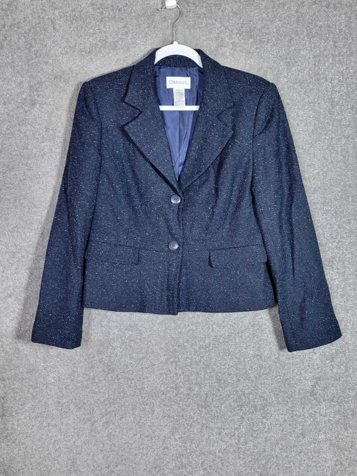 Blazer Chadwicks y Maxi Falda Acampanada Traje Mujer Talla 10 Azul Mezcla Lana Forrado Foto 3 de 4