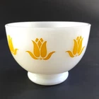 Fire-King Yellow Tulip Footed Bowl Sealtest Cottage Cheese Ice Cream Vtg 50's