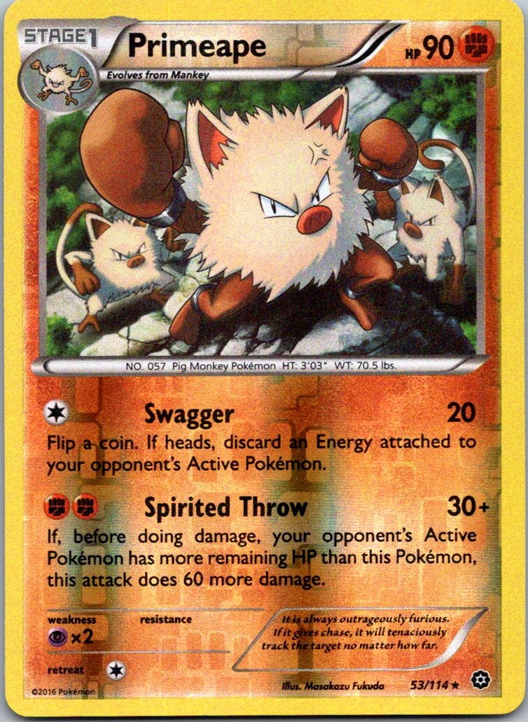 Primeape 53/114 Steam Siege Pokemon TCG Reverse Holo R NM