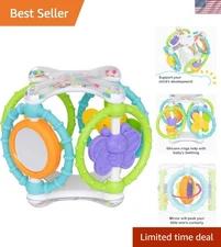 Grab N' Spin Rattle & Teether - Colorful Developmental Toy for Teething Infants