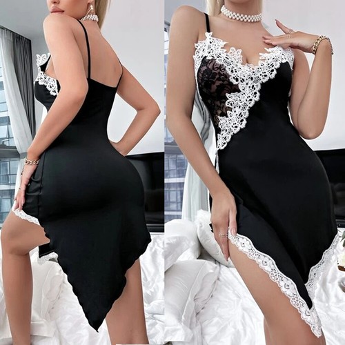 Mujeres Sexy Lencería Encaje Vestido Tanga Conjunto Ropa Interior Babydoll Peluche Prendas para dormir EE. UU. - Imagen 21 de 52