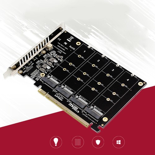 Adapter Card 4 Port M.2 NVMe SSD to PCIE X16 M Key Hard Drive Expansion Card - Picture 14 of 22