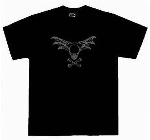 Kids Batwing Skull & Crossbones Pirate T-Shirt Black - Picture 1 of 1