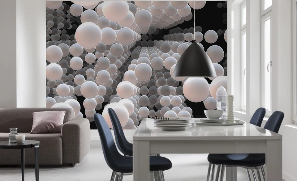 3D фото обои белый розовый левитирующие сферы обои 144 x 100 дюймов черный - Изображение 2 из 4