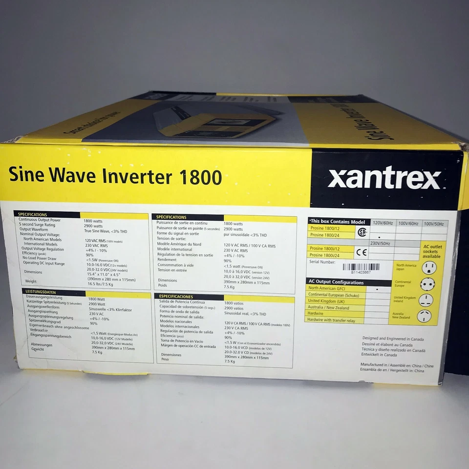 Xantrex Prosine 1800 watt, 24Vdc In, 120Vac Out, GFCI: Solar, Boats, Big Rig, RV - Image 4 of 4