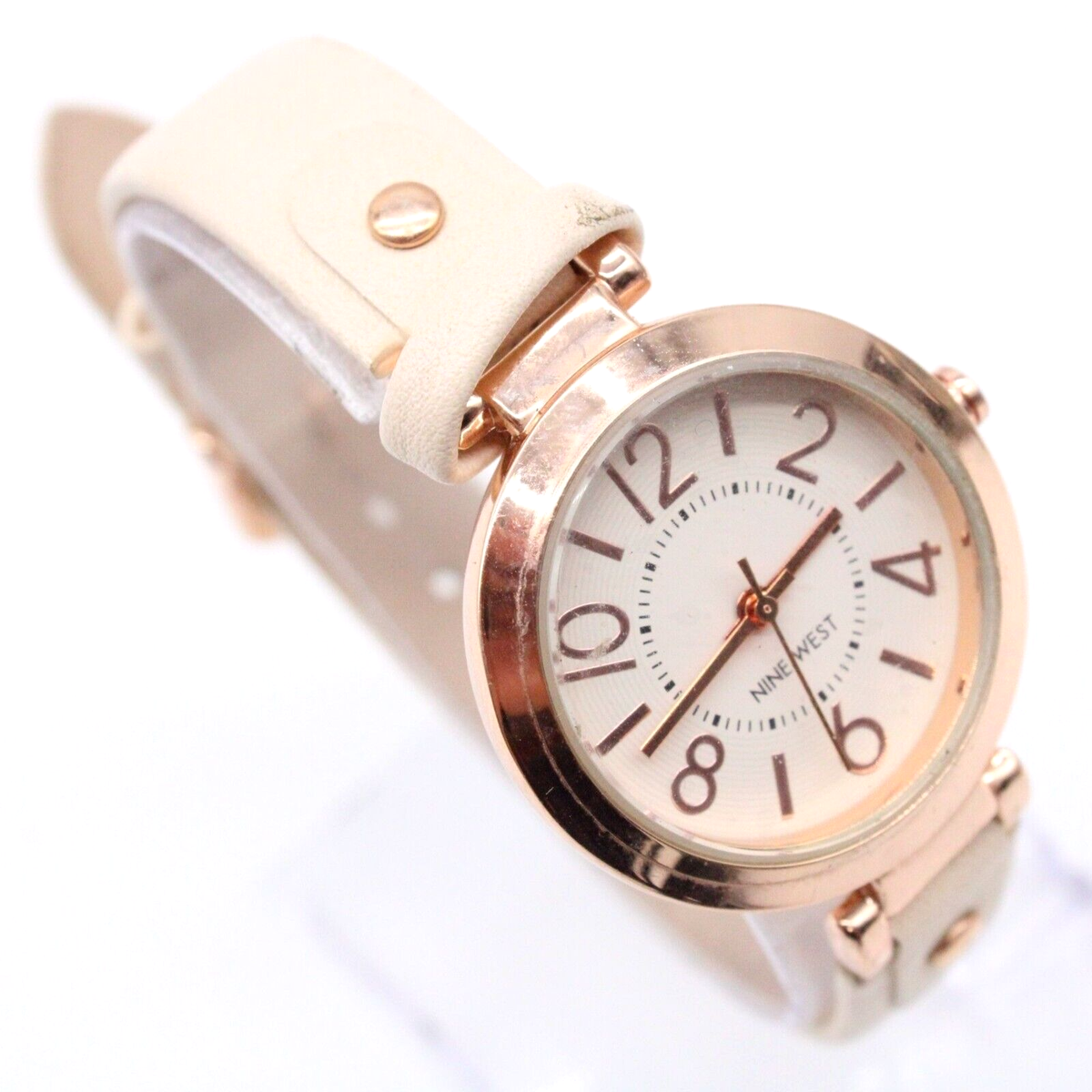 Nine West Watch Womens Gold Tone Stainless Steel Classic Beige