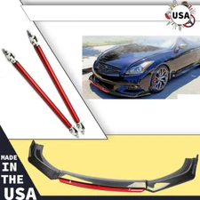 Front Bumper Lip Splitter Spoiler Body Kit Carbon Fiber Rods For Infiniti G37