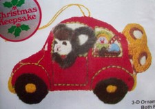 1979 Merry Mouse Takes a ride Jiffy Crewel Embroidery Christmas Ornament Kit