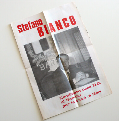 STEFANO BIANCO PUBBLICITA' ELETTORALE MAGGIO 1979 BARI L3743S53