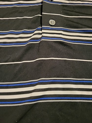 Footjoy Golf Polo Shirt SS Medium Blk Blue Wht Stripe Stretch Likeonew - Picture 6 of 10