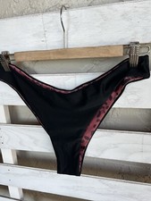 New Zaful Black Orange Reversible Leopard Cheeky Swim Bottom Women's Size L