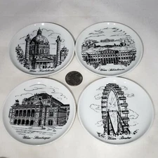 Set of 4 Hassenpflug Handarbeit Vienna Austria Wien Porcelain 3.75" Coasters EUC