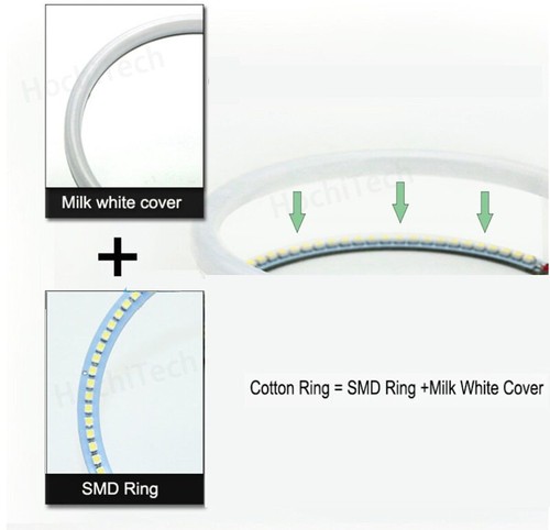 Cotton Halo Ring DRL LED Angel Eyes Kit For SsangYong Micro Kyron 2005-2014 - Picture 3 of 6