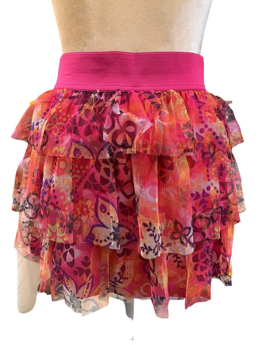 No Boundaries Jr Tiered skirt L10-12 Multicolor Floral Wide