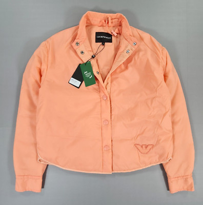 Emporio Armani Damen Jacke orange 40 leichtes Nylon wattiert Druckknopfleiste
