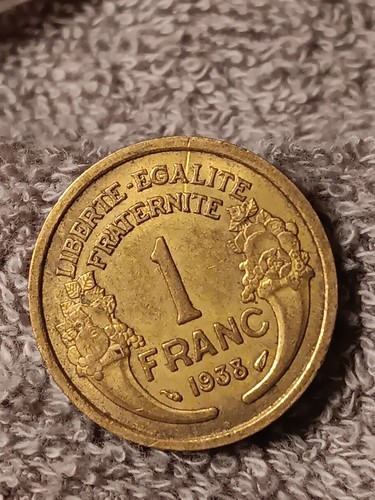 Damaged 1938 1 Franc France , Heavily Circulated French, See Photos - Picture 8 of 17