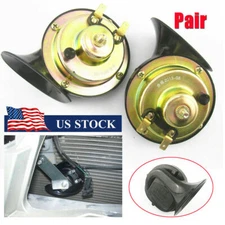 2x 12V 110DB Black Loud Dual-Tone Snail Electric Horn For Car Truck Boat Train