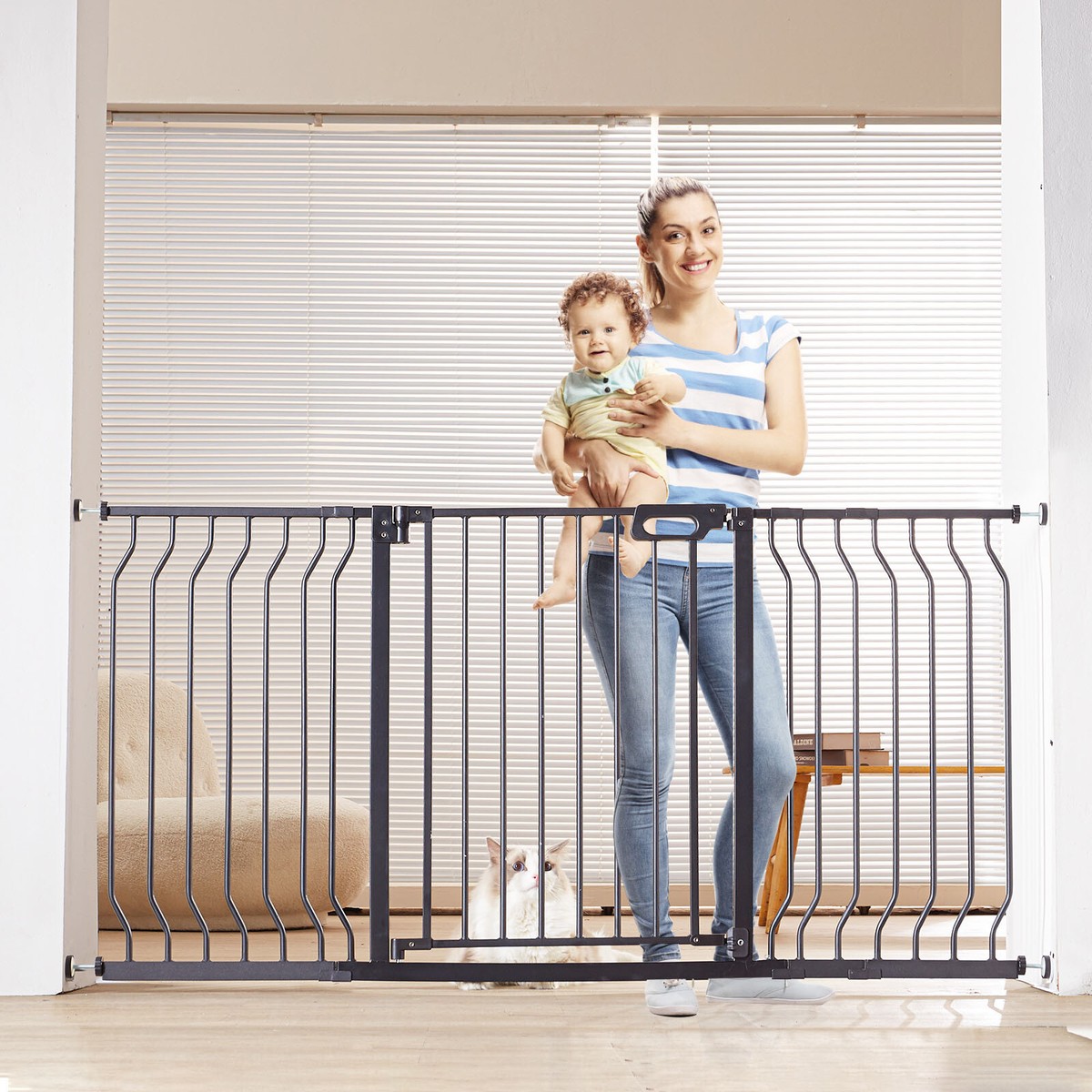 Pressure Mounted Tall Baby Gates Retractable Baby Gate BENTISM
