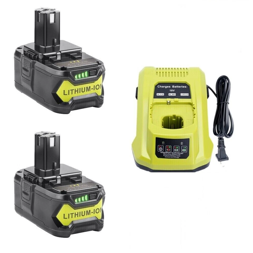 Batería de iones de litio de alta capacidad 8,0 Ah 18 voltios para RYOBI P108 18V para One+ Plus Foto 2 de 4