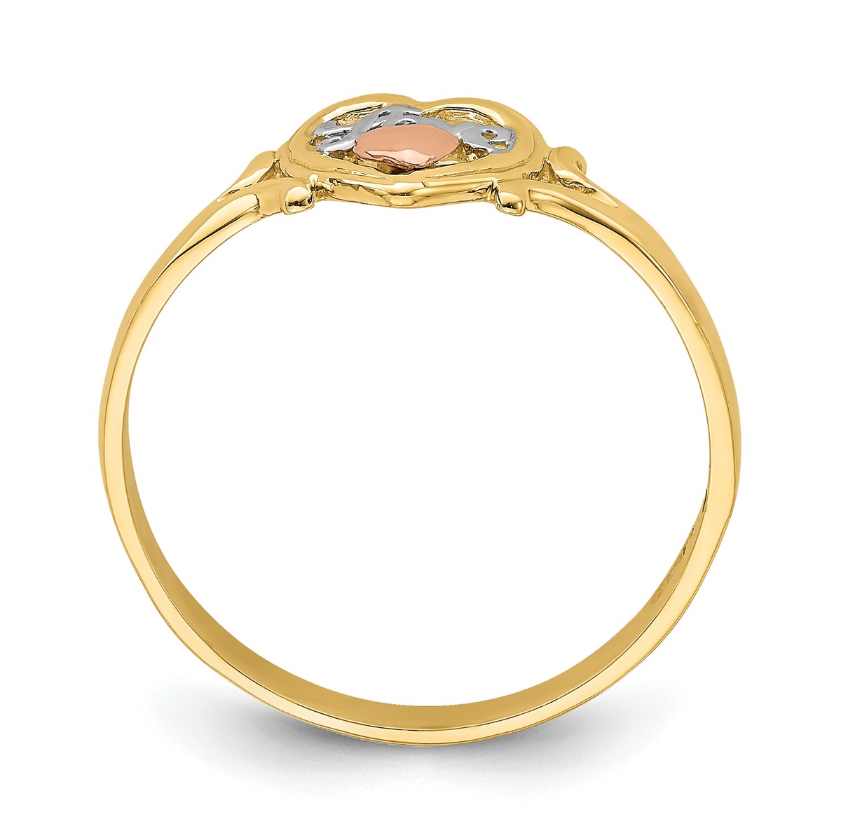 Lex & Lu 14k Yellow and Rose Gold w/Rhodium Love Heart Ring
