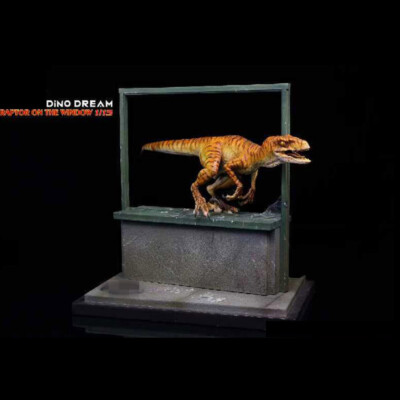 Dino Dream Velociraptor Raptor on the window Dinosaur Statue Model