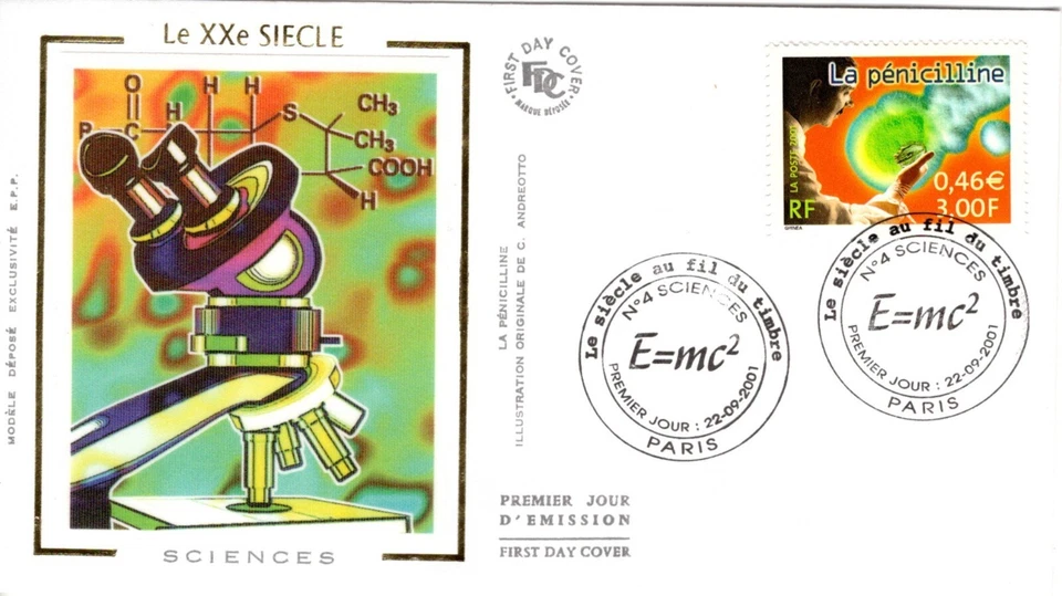 3422 + FDC ENVELOPPE 1er JOUR SOIE LE SIECLE AU FIL DU TIMBRES SCIENCES - Photo 1/1