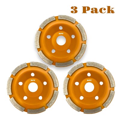 3 Pack 4 Inch Concrete Diamond Cup Wheels Grinding Concrete Masonry  7/8'' Arbor