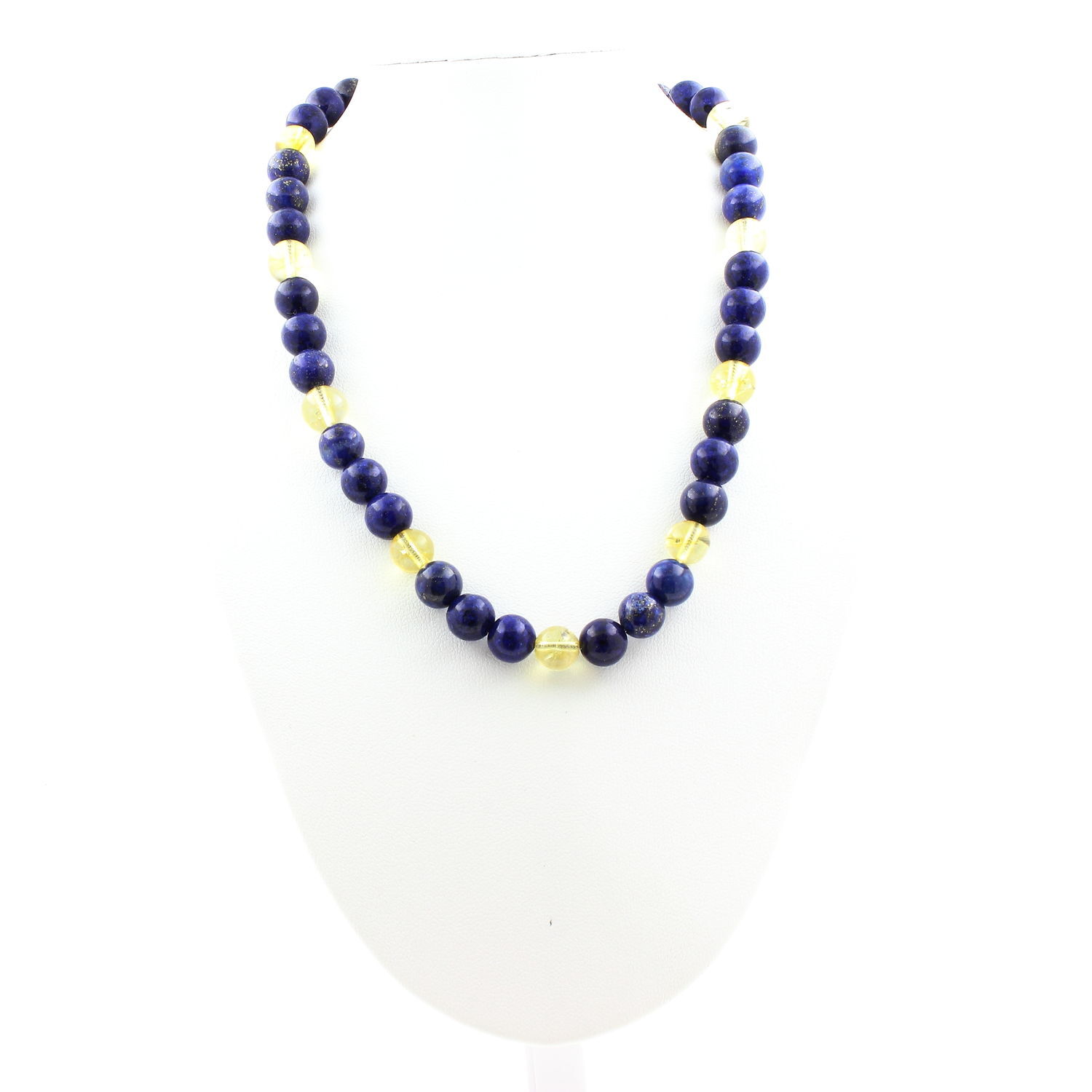 Collier perles Lapis Lazuli Citrine 8 mm contre le stress