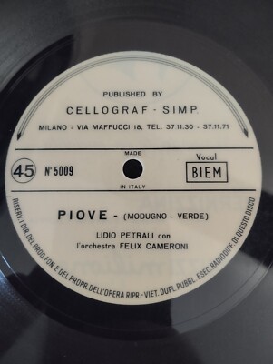 Vinyl Schallplatte 45 Umdrehungen Flexi Regen Lidio Petrali Modugno Invernizzi