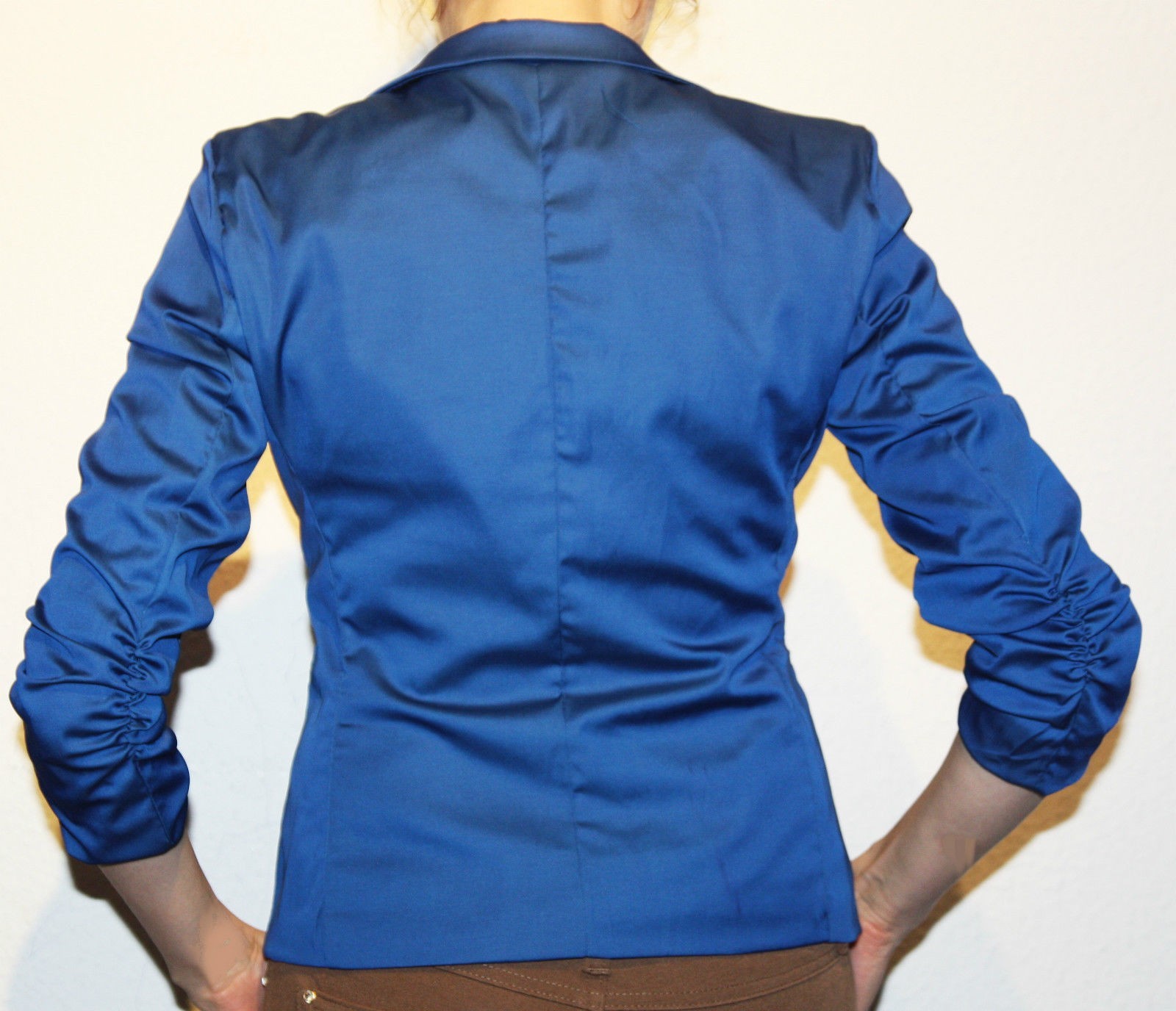 Minetom Damen Blazer Mit Gerafften 3/4-Ärmeln - Elegantes Sakko Für Business & Freizeit