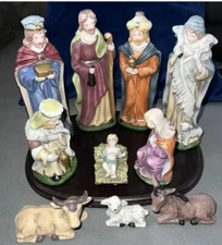 10 Pc Porcelain Nativity Set JC Penney Home Collection Spirit Of The Season VTG