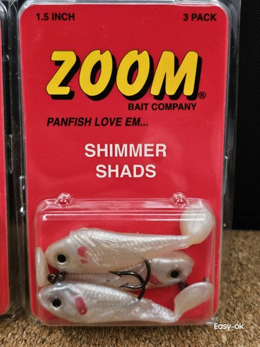 2 Pack -Zoom Shimmer Shad / Pre- Rigged 3-Pack / 1.5" Pearl Iridescent / 8162403 - Picture 3 of 8