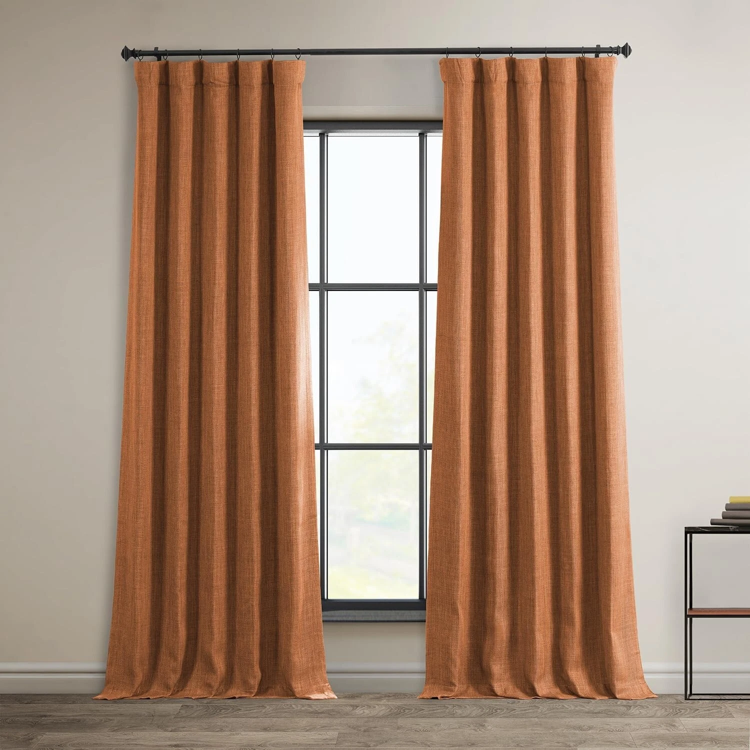 1 Panel Desert Orange 108"L x 50"W Linen Darkening Curtains For Living Room
