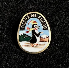 TIERRA DEL FUEGO Vintage Ski Pin Badge ARGENTINA Resort Souvenir Travel Lapel