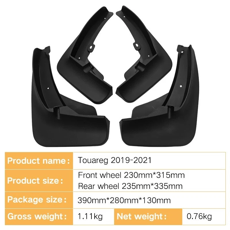 Guardabarros de plástico ABS para Volkswagen Touareg 2019-2021 4 piezas Foto 3 de 4