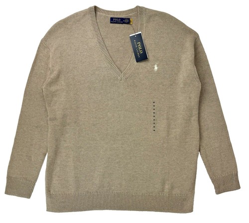 Vintage 90s Polo Ralph Lauren Linen Cotton Blend V Neck Sweater 